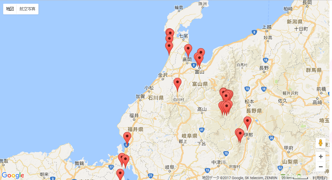 北陸地方のの絶景スポット