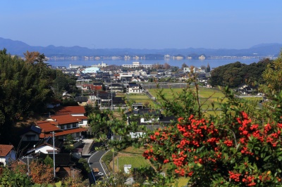 宍道湖SAからの宍道湖、玉造温泉の展望